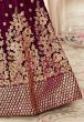 Purple Thread Embroidered Bridal Lehenga Choli With Blouse
