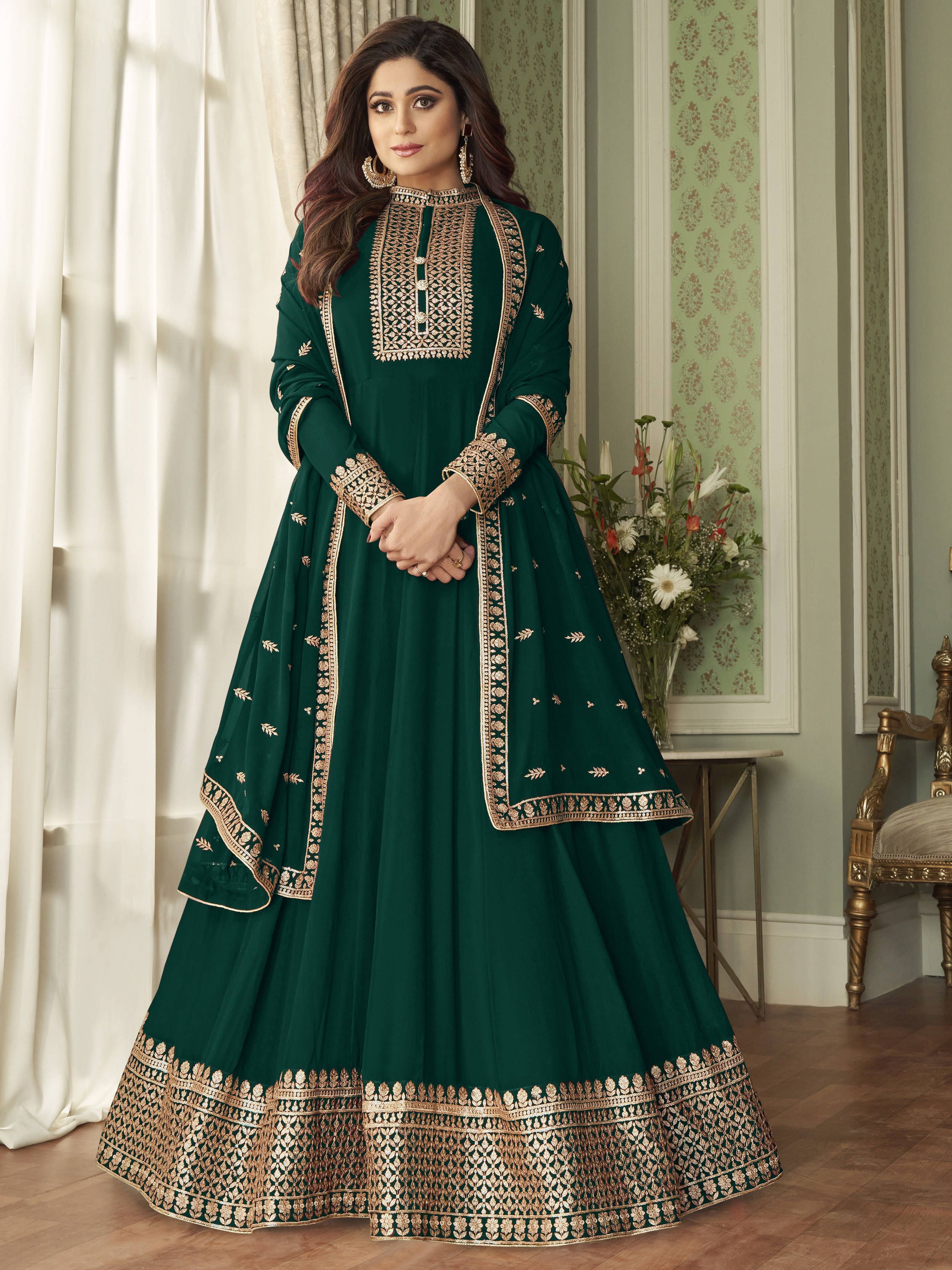 Dark Green Heavy Designer Fully Sequence Work Flared Anarkali Suit  Indian  Heavy Anarkali Lehenga Gowns Sharara Sarees Pakistani Dresses in  USAUKCanadaUAE  IndiaBoulevard
