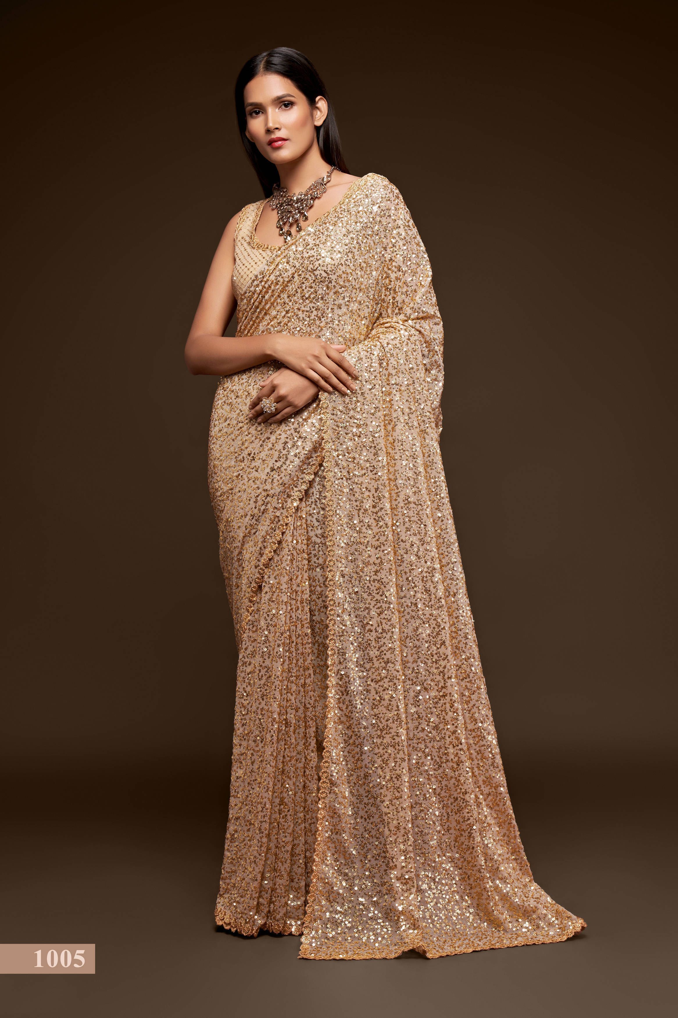 Stretchable Sequinned Velvet Saree Blouse - Gold (#BL69) - Simply Sarees  Melbourne