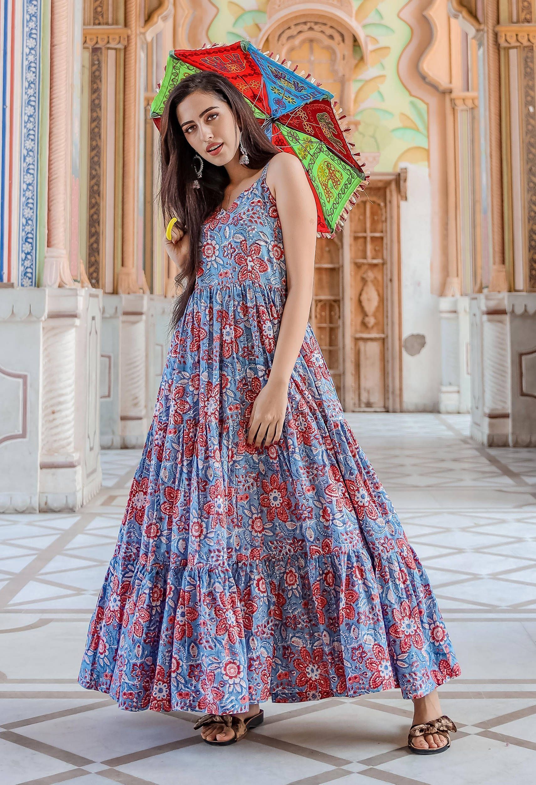 JAHU MART Women Gown Blue Dress - Buy JAHU MART Women Gown Blue Dress  Online at Best Prices in India | Flipkart.com
