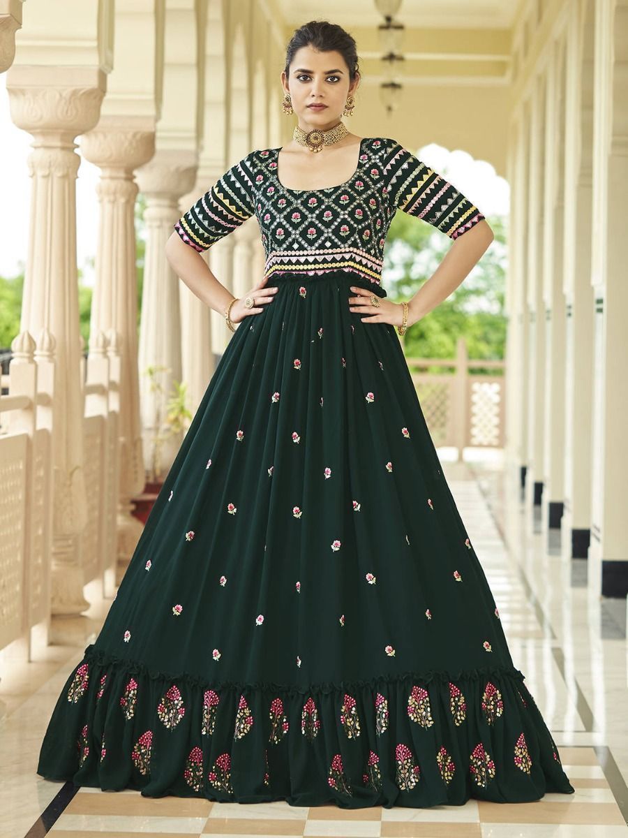 Buy Color Designer Heavy Rayon Embroidered Work Full Stitched Gown For  Party Wear | Fashion Clothing