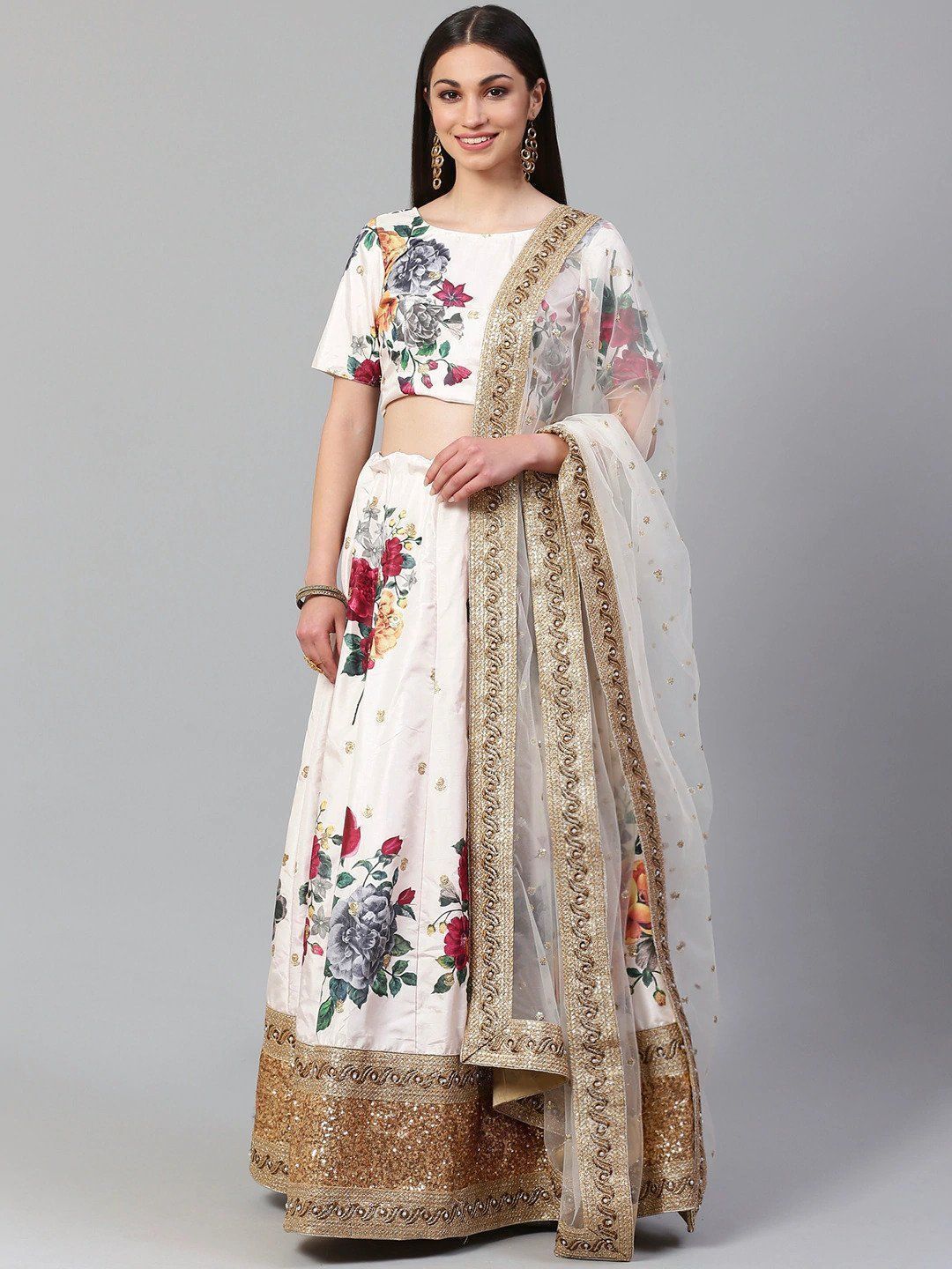 Buy Shree Women White & Red Printed Salwar Suit With Dupatta - Kurta Sets  for Women 91198 | Myntra