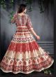 Red-Cream Digital Printed Readymade Gown