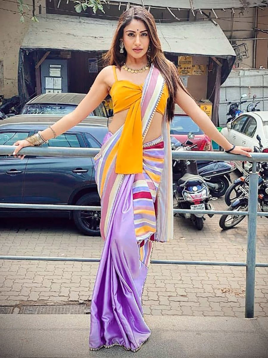 Surbhi Chandna Multi Color Crepe Part Wear Saree