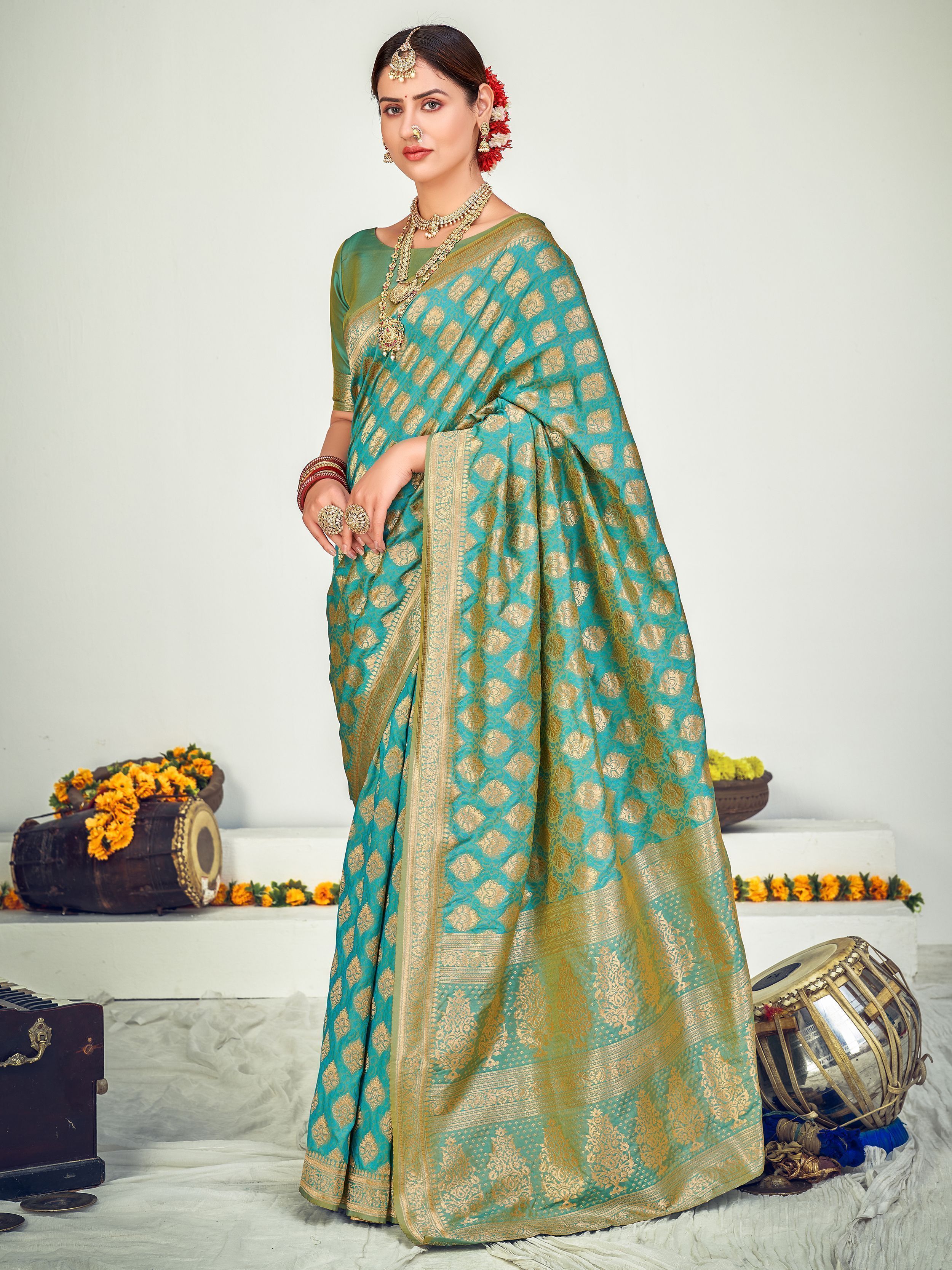 Green Banarasi Silk Wedding Wear Saree