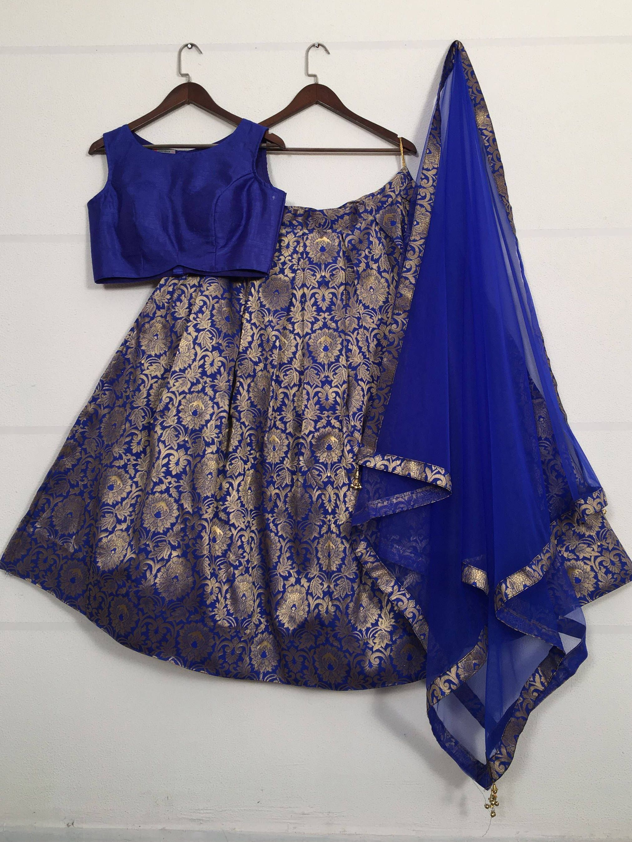 Blue Banarasi Silk Party Wear Lehenga Choli With Dupatta