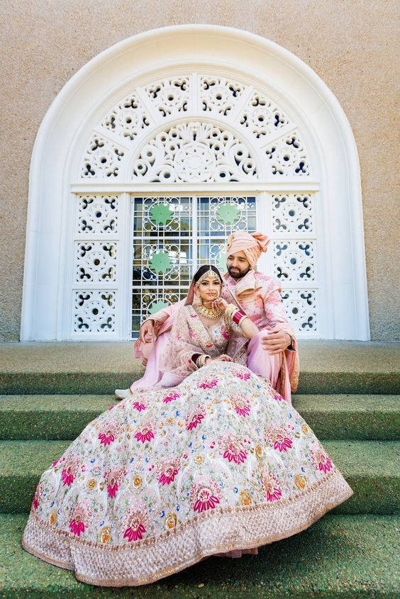 pastel pink bridal lehenga choli